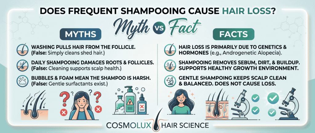 Frequent Shampooing Cause Hair Loss